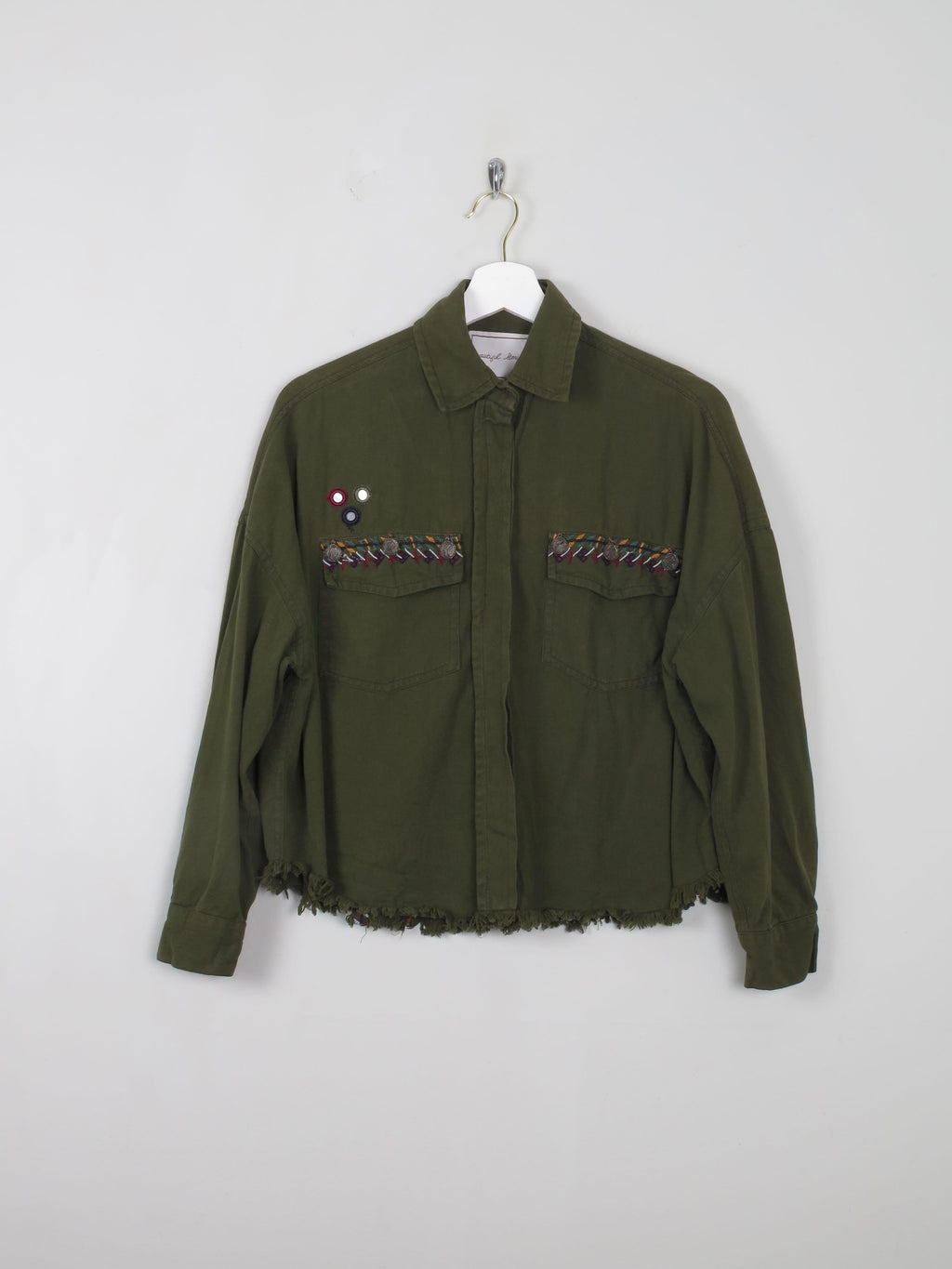 Women's Green Military Style Cropped Shirt/Jacket S/M