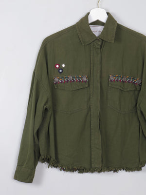 Women's Green Military Style Cropped Shirt/Jacket S/M