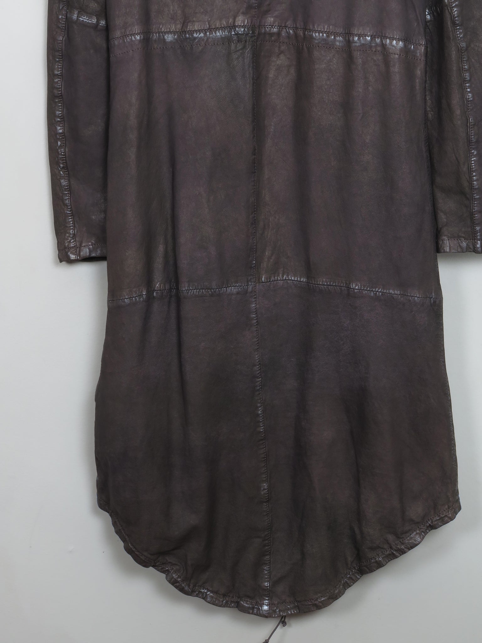 Women's Charcoal Black Leather Hooded Parka Coat S/M