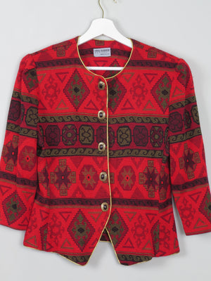 Women's Vintage Red Printed Jacket S/M
