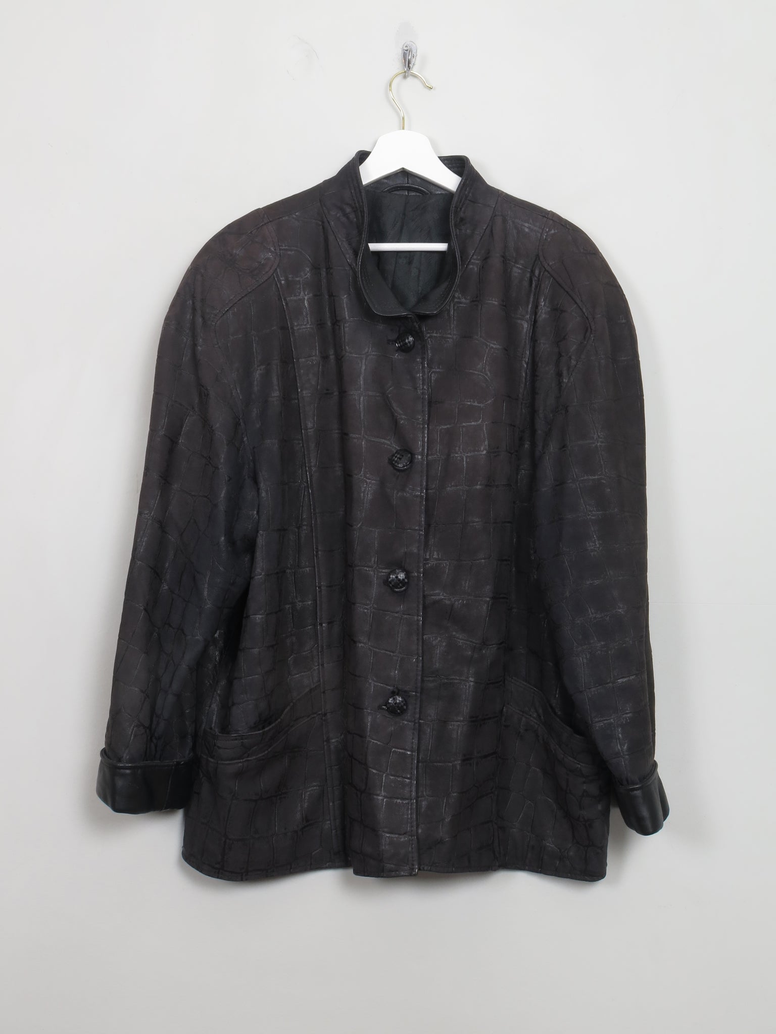 Women's Vintage Animal Print Leather Jacket L/XL