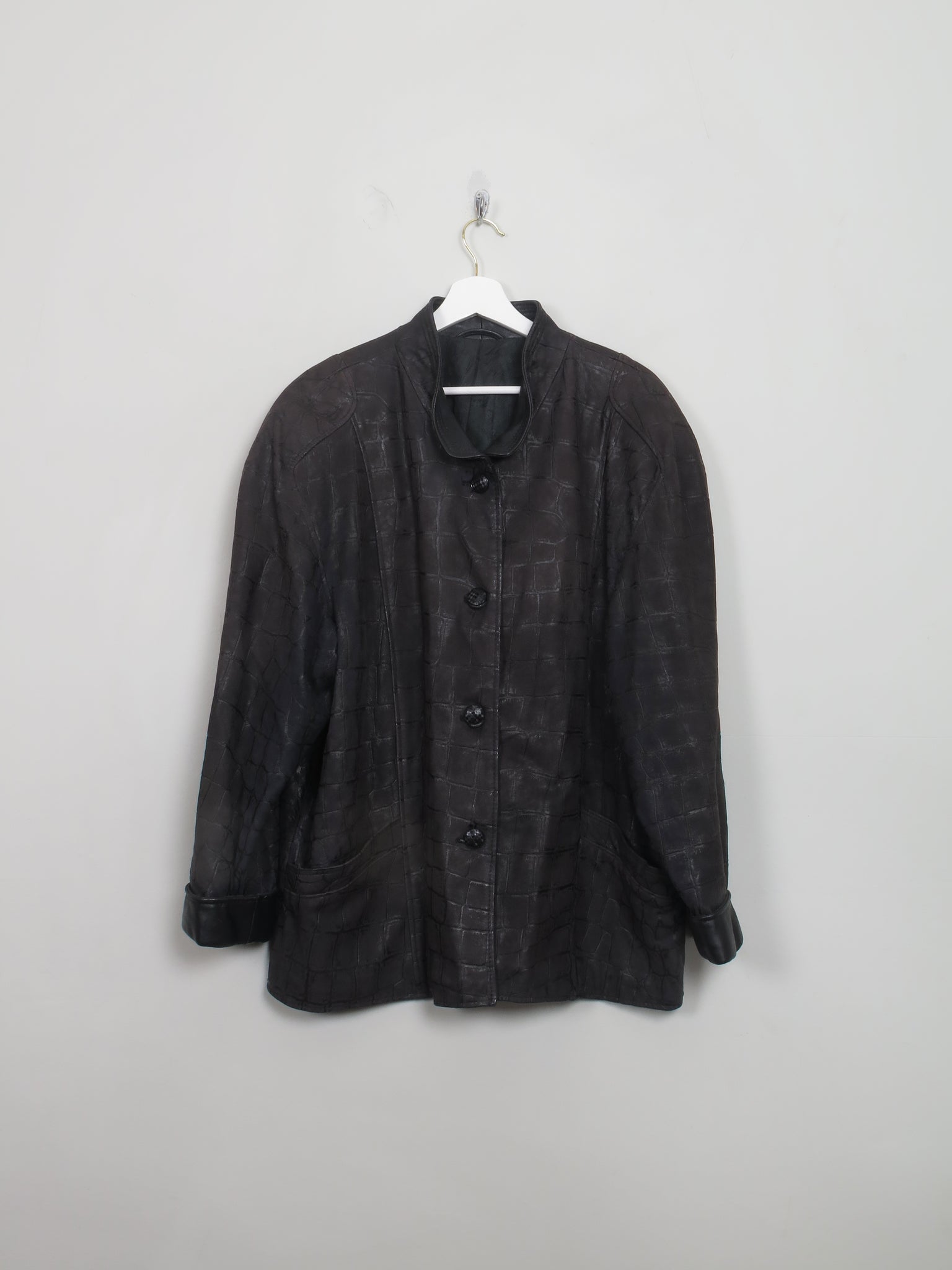 Women's Vintage Animal Print Leather Jacket L/XL