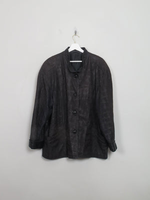 Women's Vintage Animal Print Leather Jacket L/XL