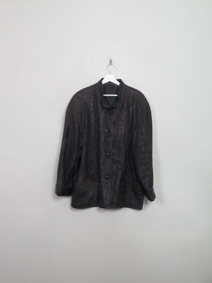Women's Vintage Animal Print Leather Jacket L/XL