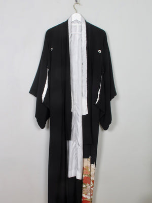 Vintage Silk & Wool Black & Embellished Kimono  S/M - The Harlequin