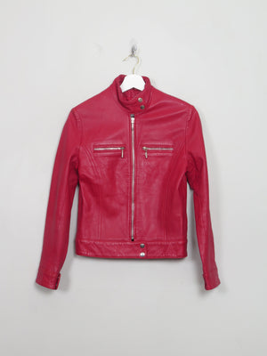 Women's Vintage Red Leather Biker Jacket XS