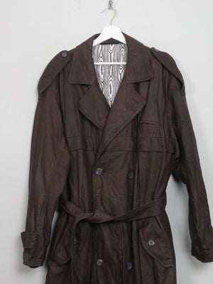Men's Brown Leather Padded Coat M - The Harlequin