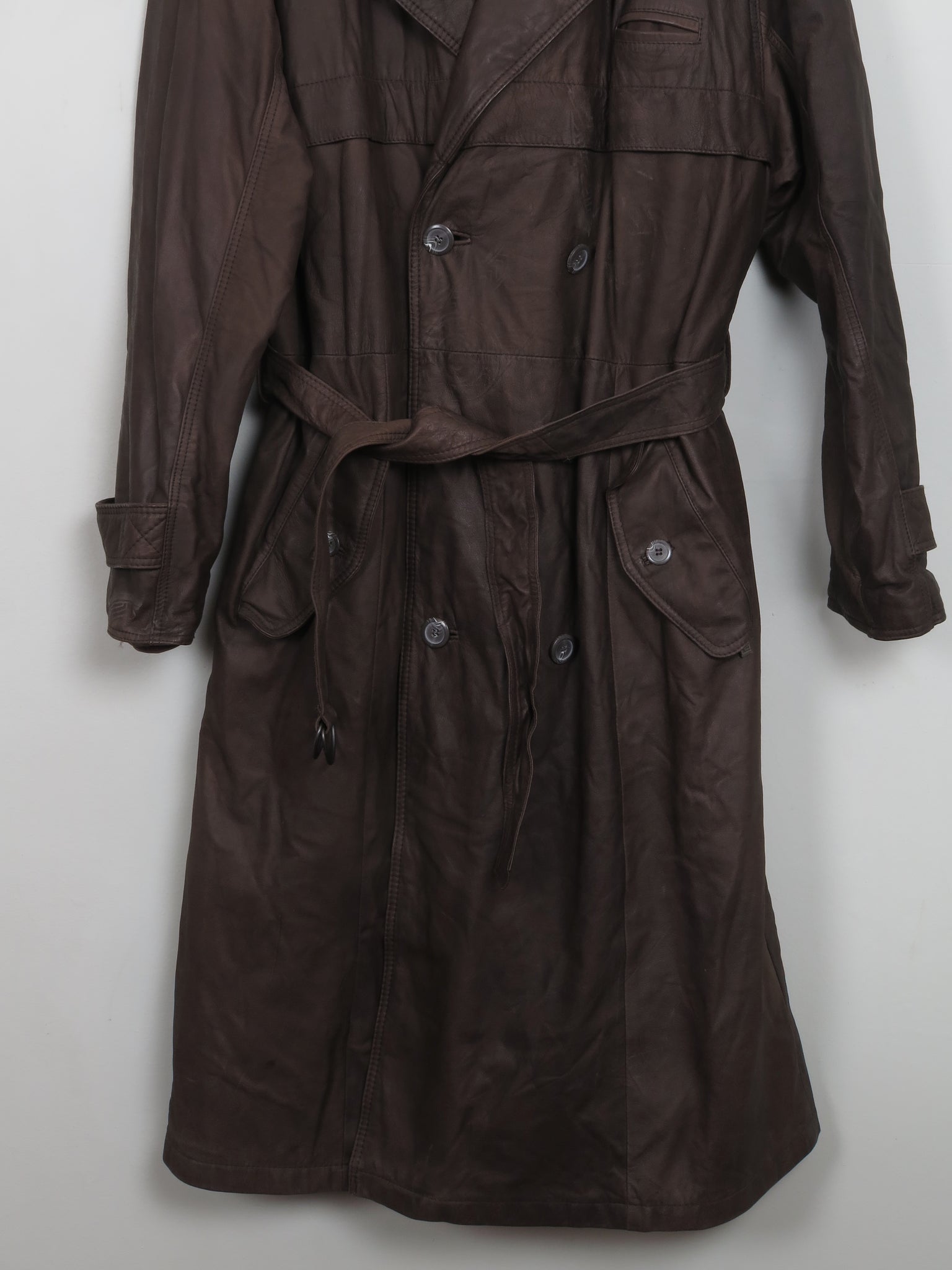 Men's Brown Leather Padded Coat M - The Harlequin