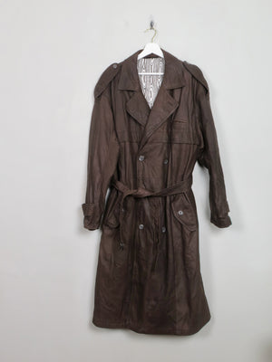 Men's Brown Leather Padded Coat M - The Harlequin