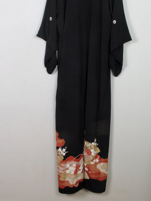 Vintage Silk & Wool Black & Embellished Kimono  S/M - The Harlequin