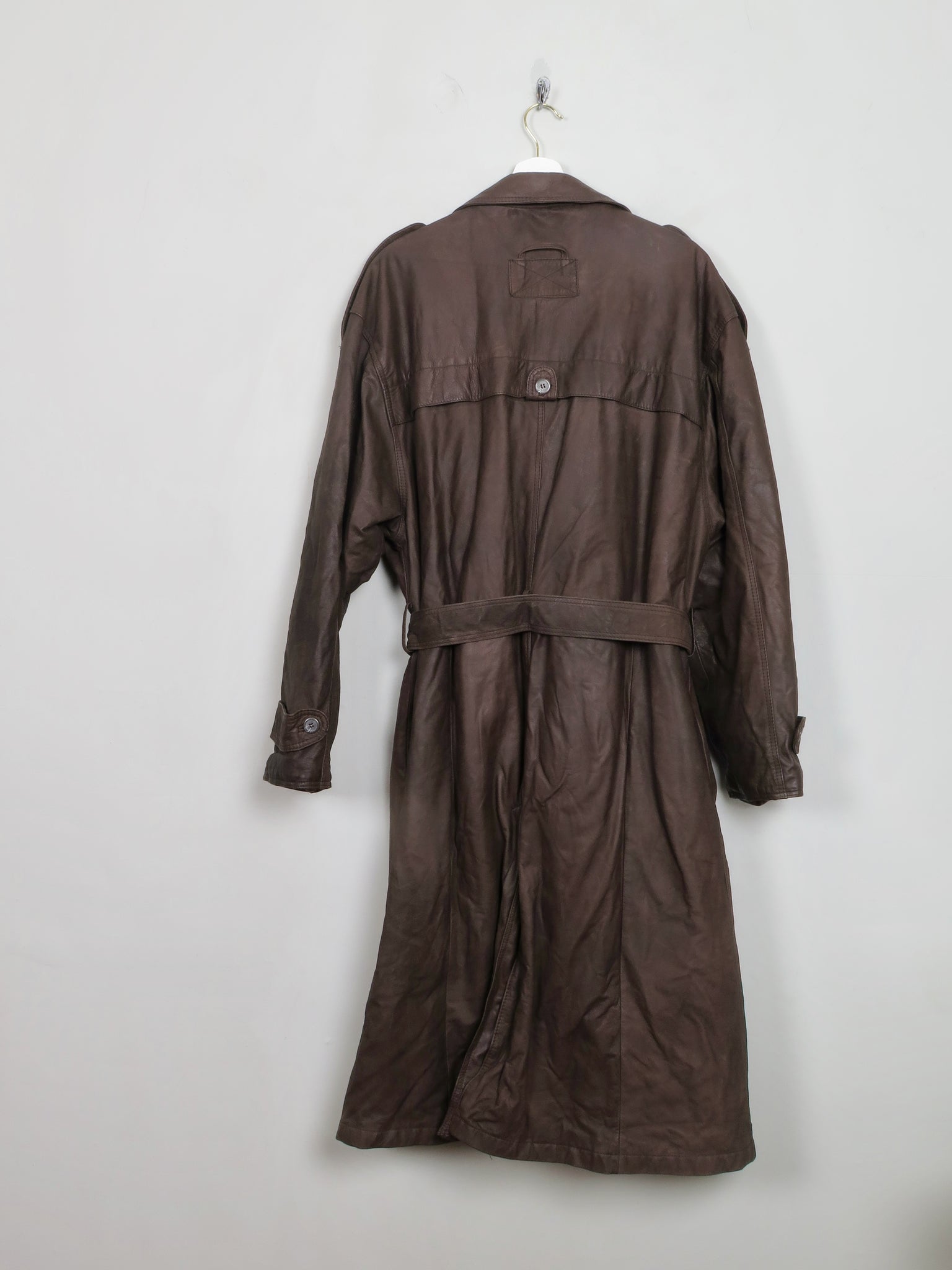 Men's Brown Leather Padded Coat M - The Harlequin