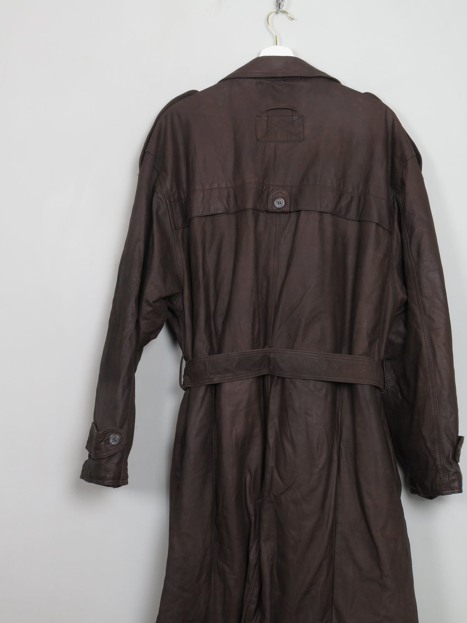 Men's Brown Leather Padded Coat M - The Harlequin