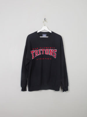 Men's Vintage Black Sweatshirt With Logo L - The Harlequin