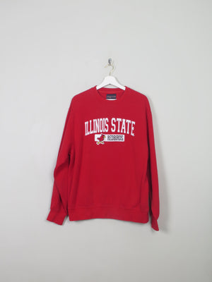 Men's Vintage Red Sweatshirt With Illinois State Logo L - The Harlequin