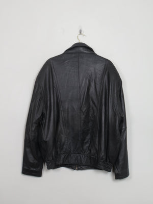 Men's Vin tage Black leather Bomber Jacket L/XL - The Harlequin