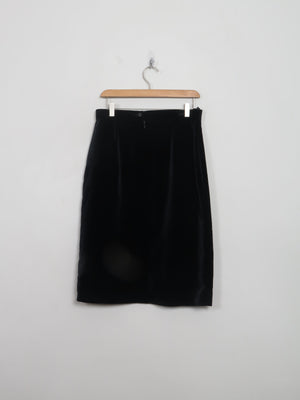 Vintage Black Velvet Pencil Skirt 30"W S/M - The Harlequin
