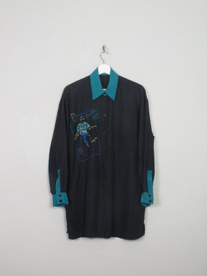 Women's Vintage Silk Blouse With Embroidered Lady M - The Harlequin