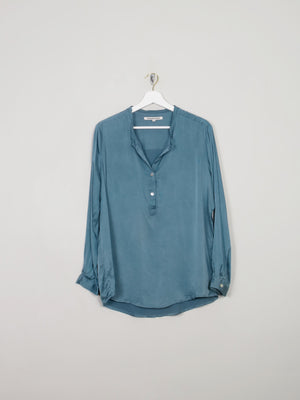 Women's Petrol Blue Silk Blouse M - The Harlequin