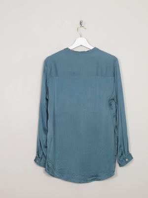 Women's Petrol Blue Silk Blouse M - The Harlequin