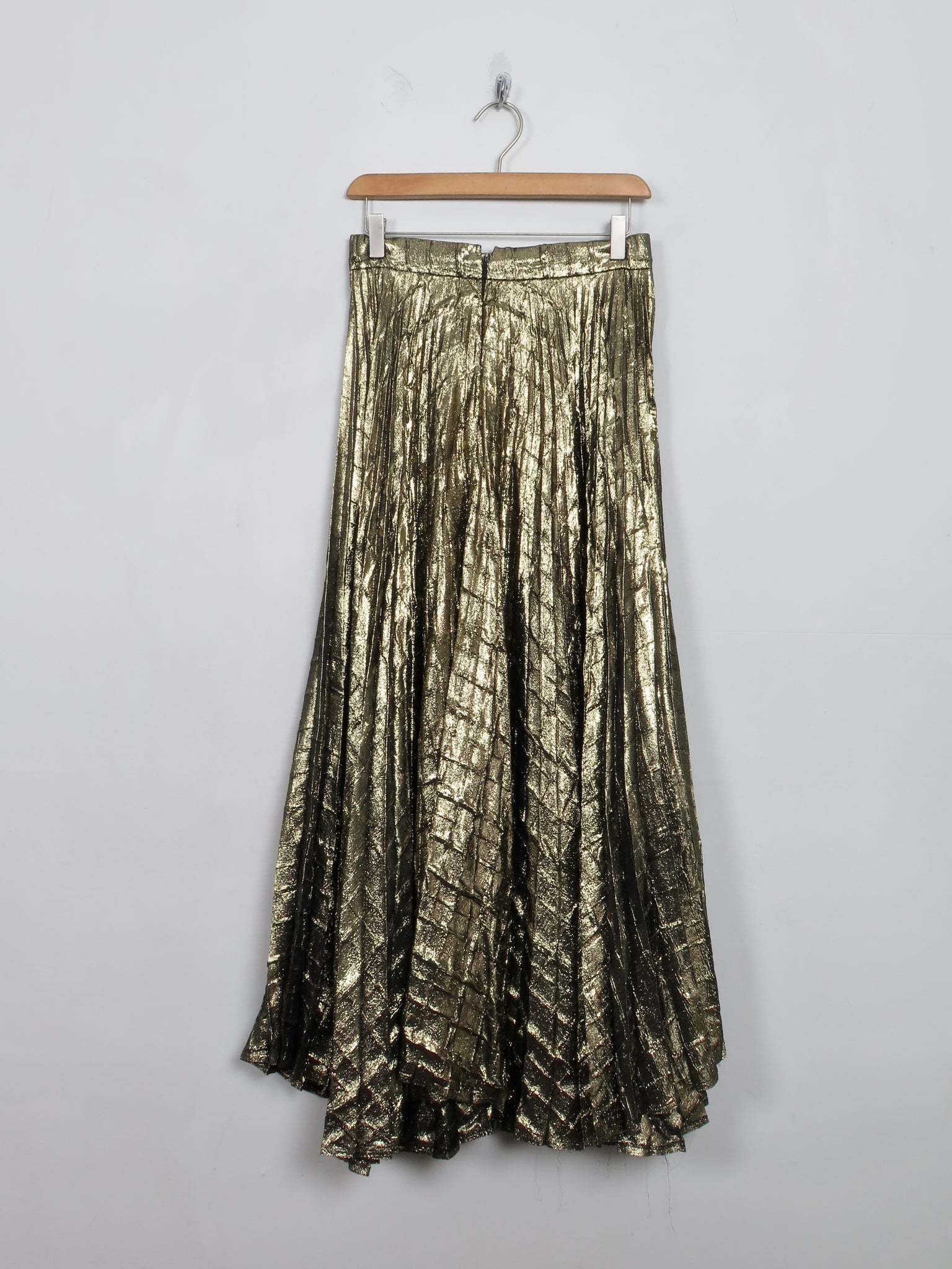 Vintage Gold Pleated Fit & Flare Skirt 28" W S - The Harlequin