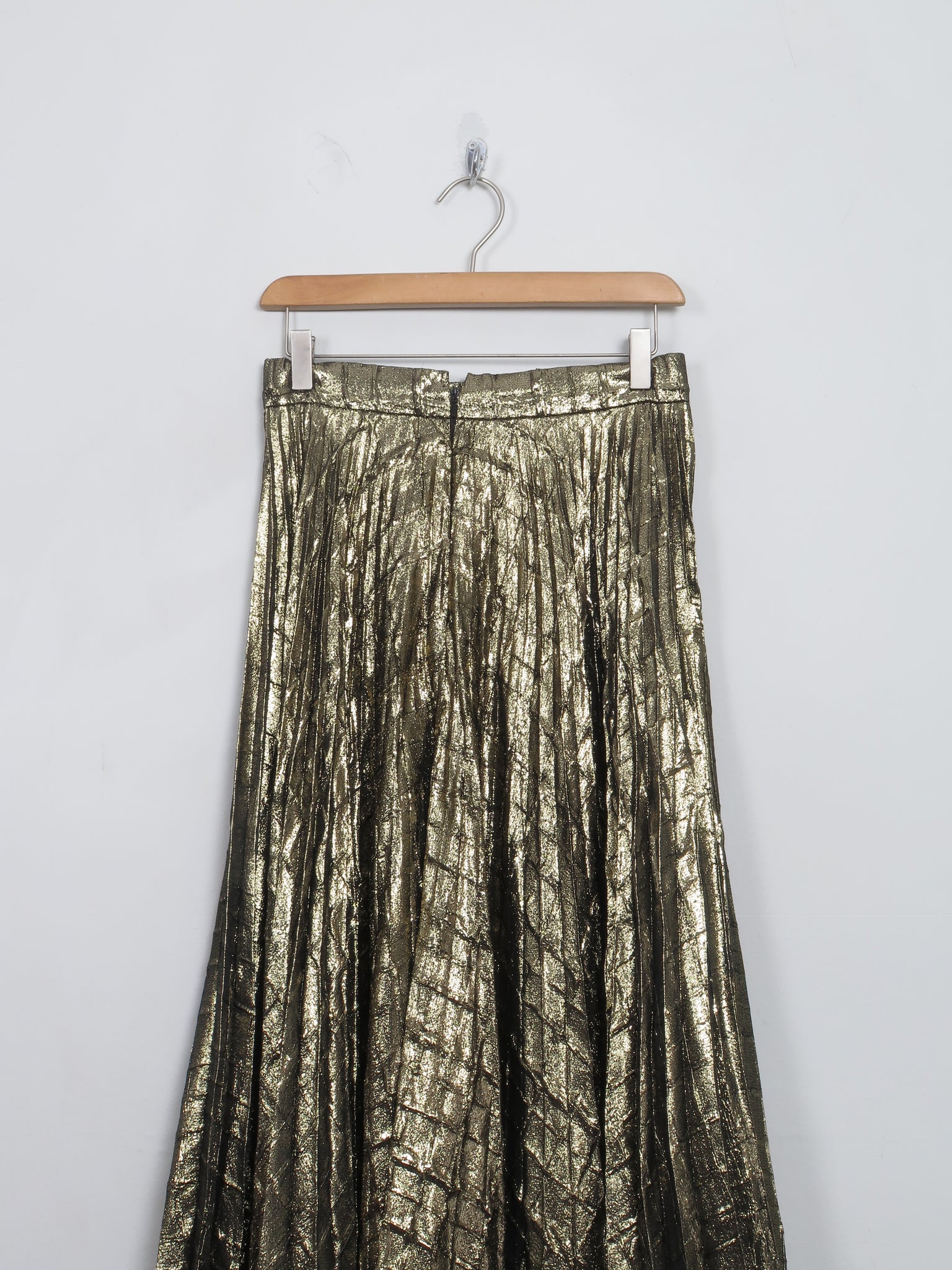 Vintage Gold Pleated Fit & Flare Skirt 28" W S - The Harlequin