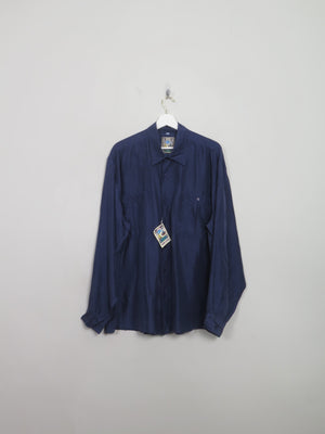 Men's Vintage Blue Silk Shirt Unworn XL - The Harlequin