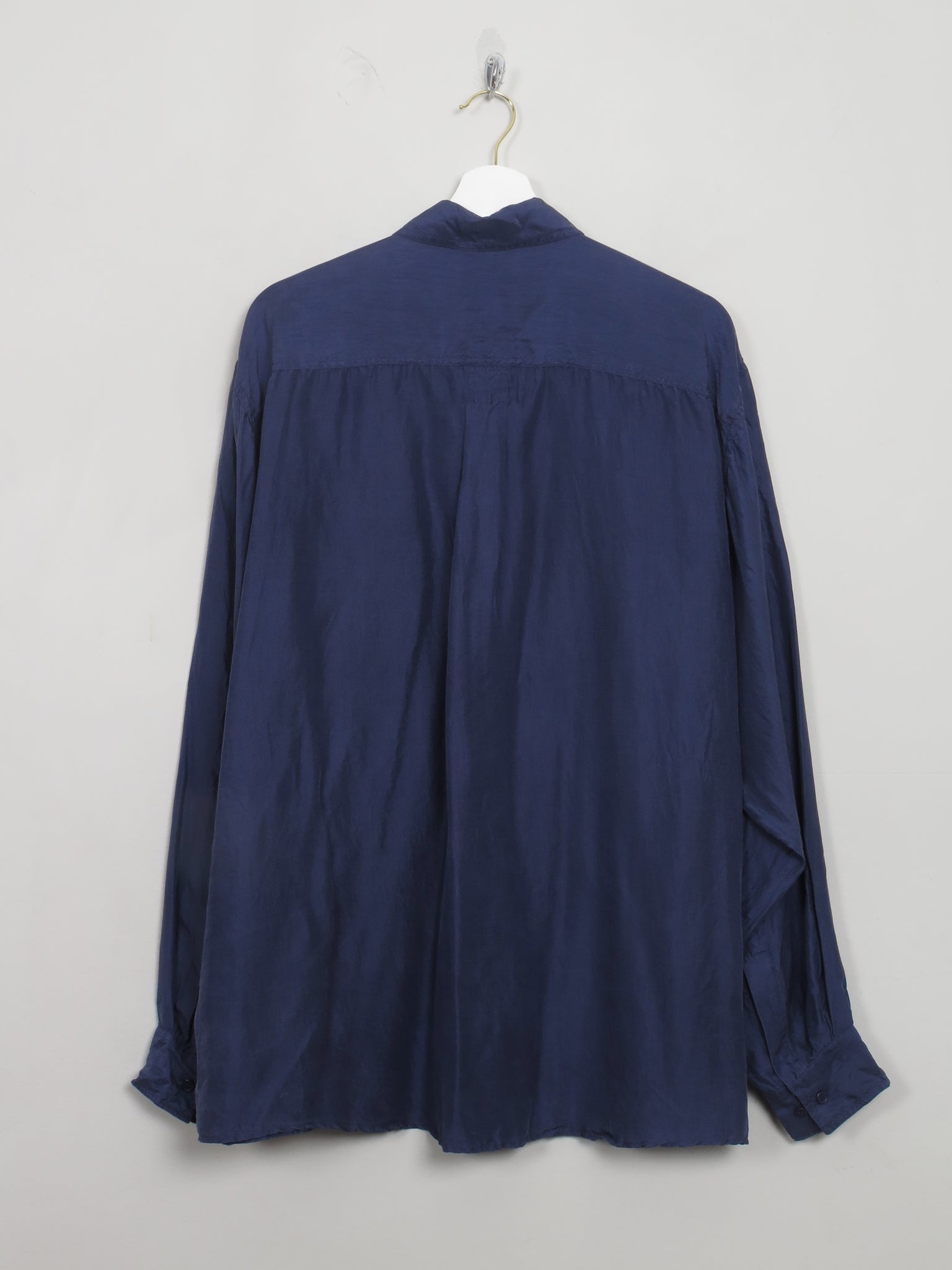 Men's Vintage Blue Silk Shirt Unworn XL - The Harlequin