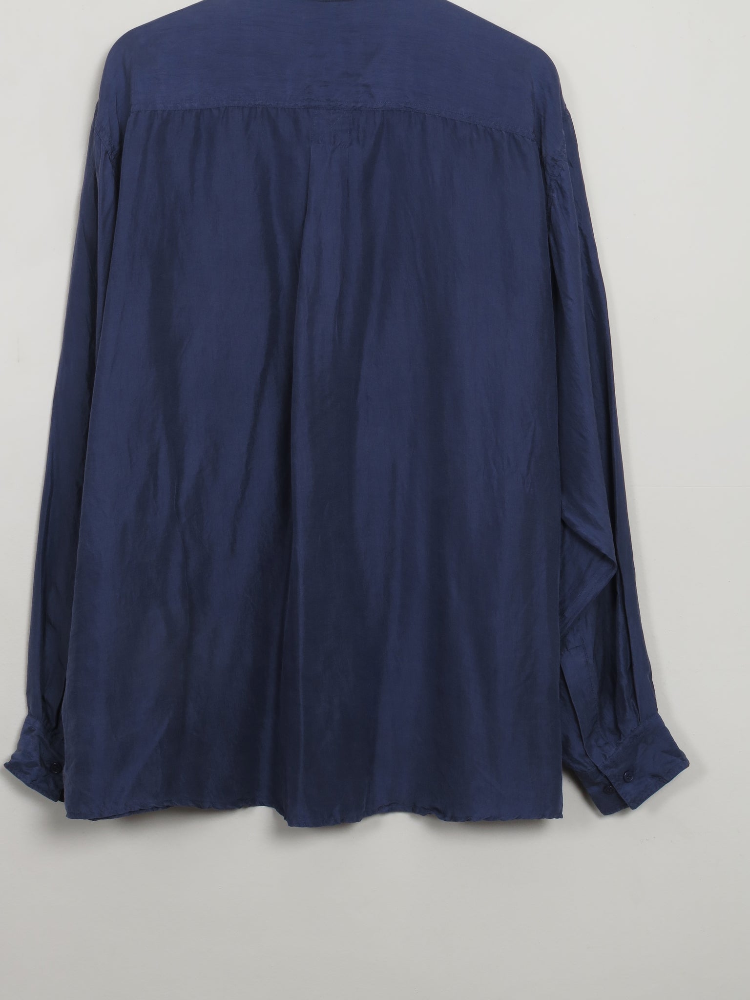 Men's Vintage Blue Silk Shirt Unworn XL - The Harlequin