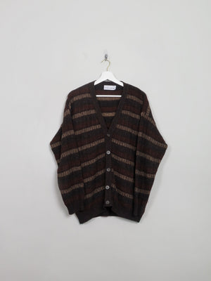 Men's Vintage Brown Patterned Cardigan S/M - The Harlequin