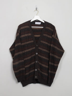 Men's Vintage Brown Patterned Cardigan S/M - The Harlequin