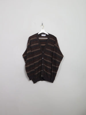 Men's Vintage Brown Patterned Cardigan S/M - The Harlequin