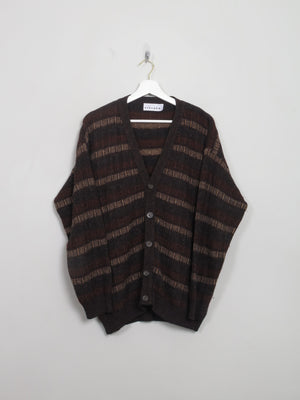 Men's Vintage Brown Patterned Cardigan S/M - The Harlequin