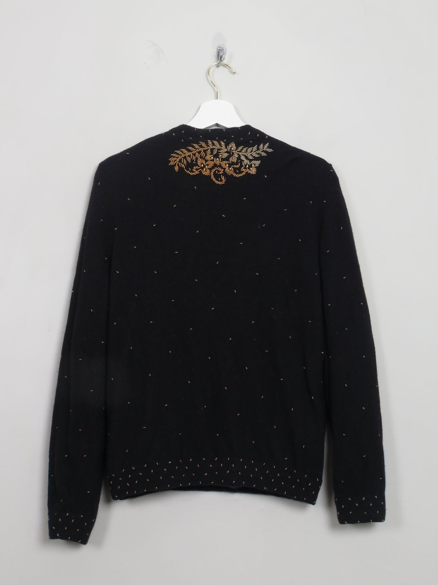 Vintage Black Beaded 1950s Cardigan S/M