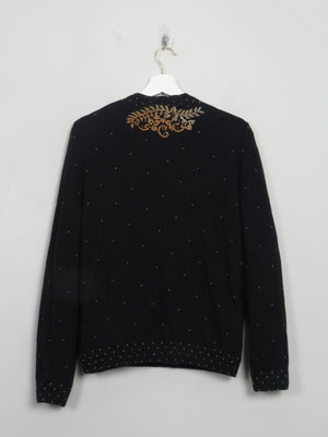 Vintage Black Beaded 1950s Cardigan S/M