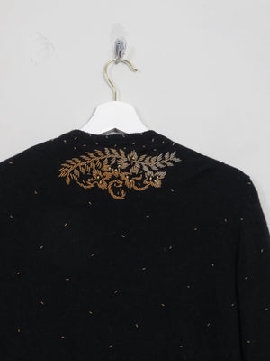 Vintage Black Beaded 1950s Cardigan S/M
