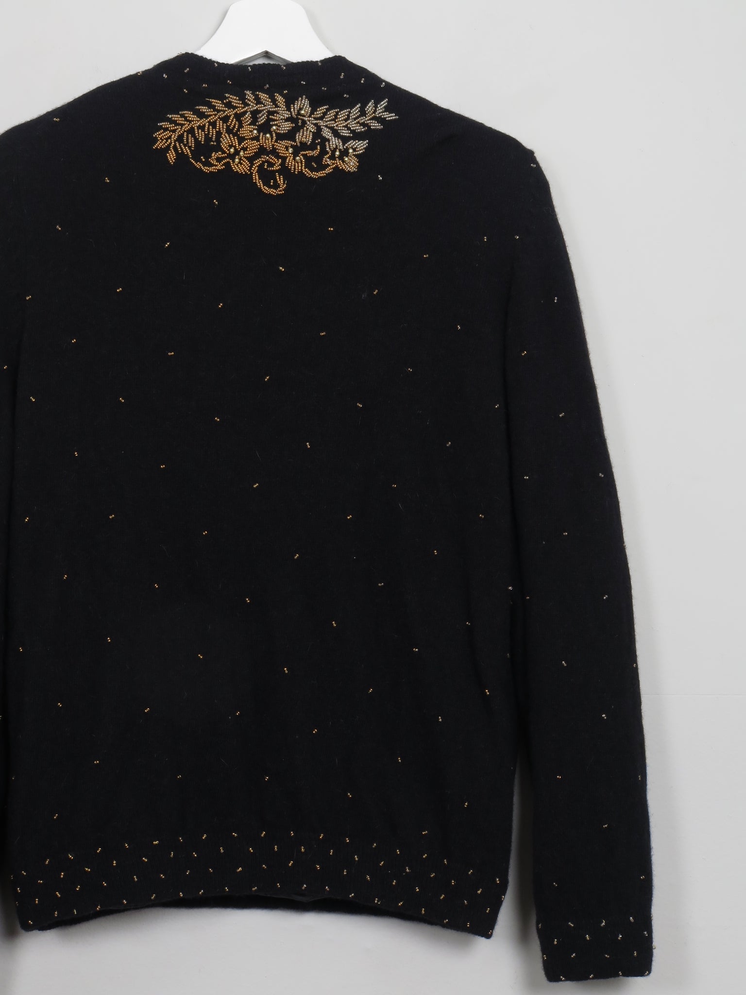 Vintage Black Beaded 1950s Cardigan S/M