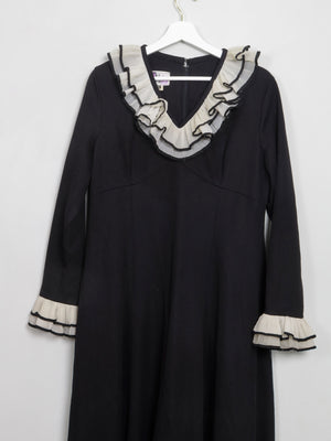 Vintage 1970s Black Maxi Dress With Trims M