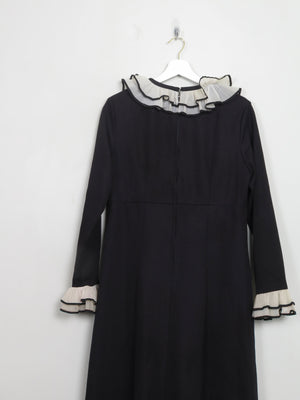 Vintage 1970s Black Maxi Dress With Trims M