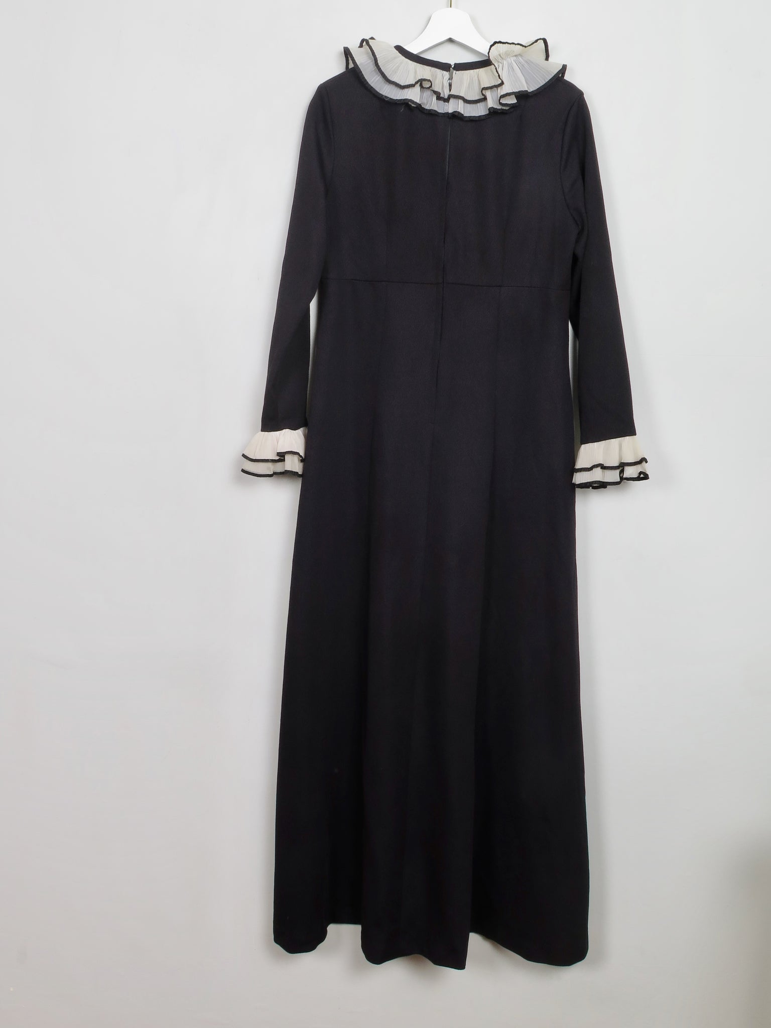 Vintage 1970s Black Maxi Dress With Trims M