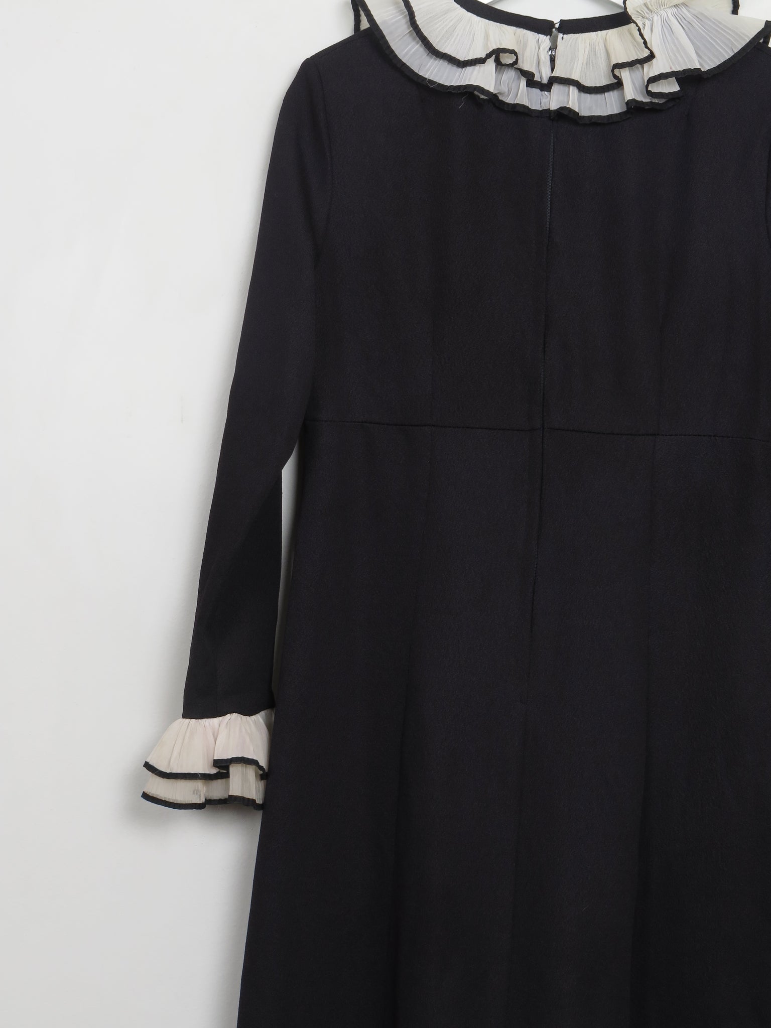 Vintage 1970s Black Maxi Dress With Trims M