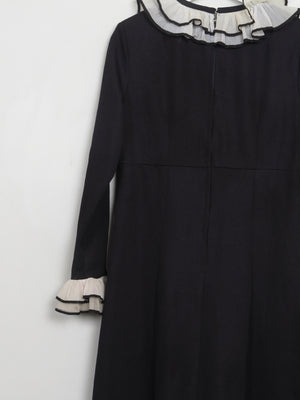 Vintage 1970s Black Maxi Dress With Trims M