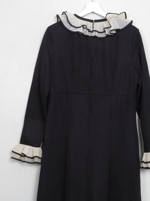 Vintage 1970s Black Maxi Dress With Trims M