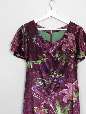 Vintage 1970s Colourful Velvet Dress XS