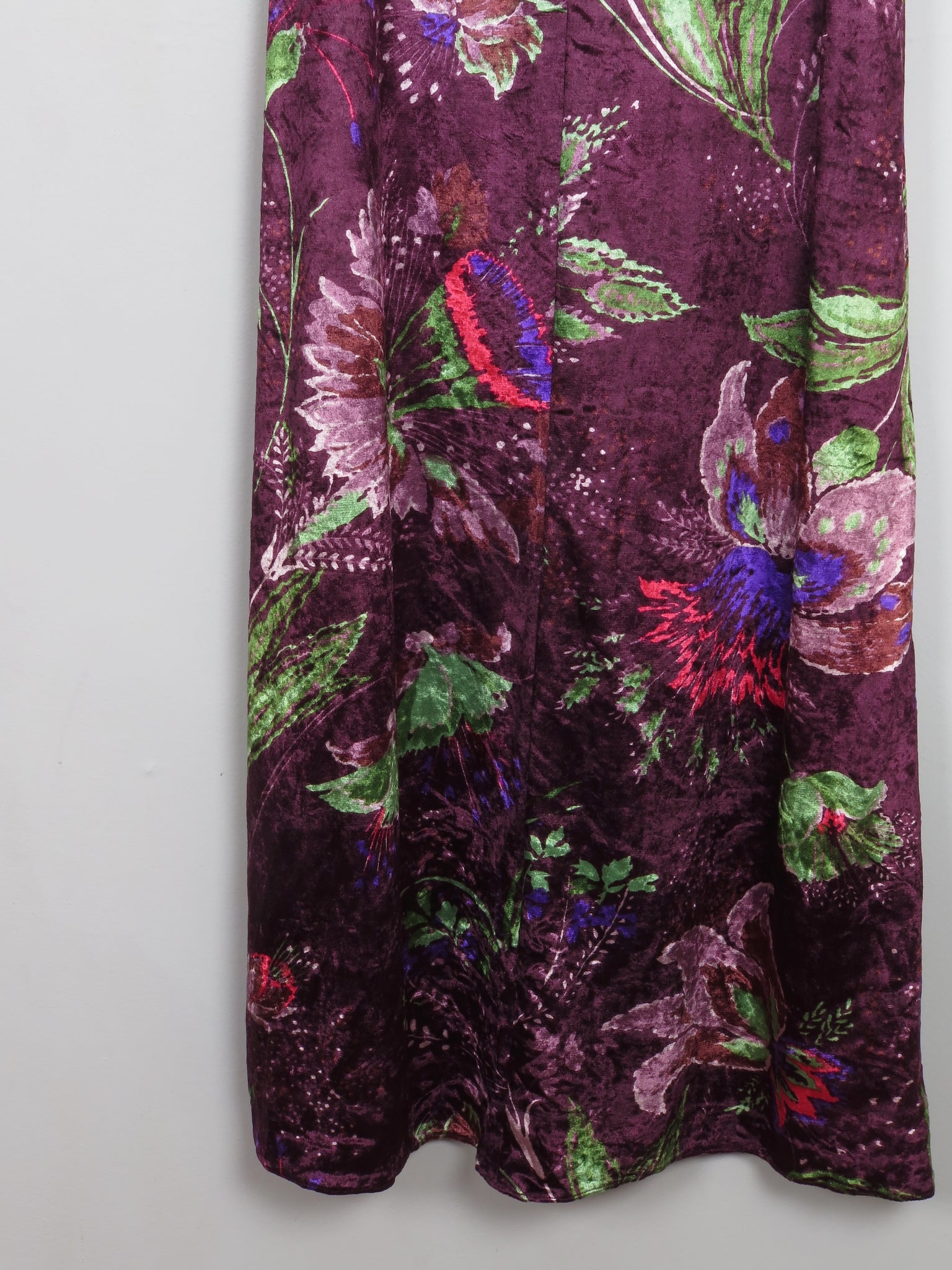 Vintage 1970s Colourful Velvet Dress XS