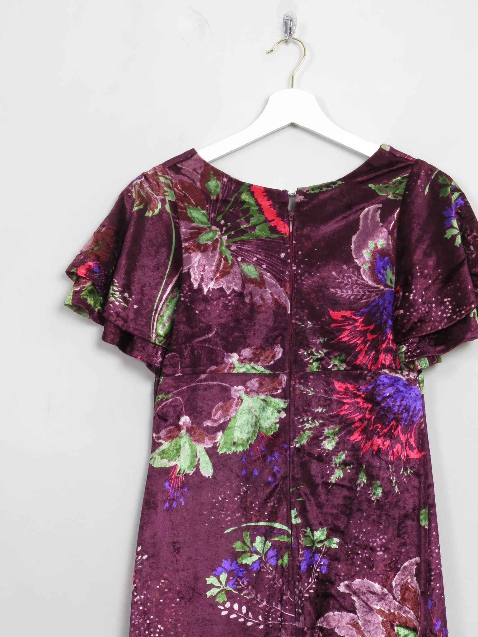 Vintage 1970s Colourful Velvet Dress XS