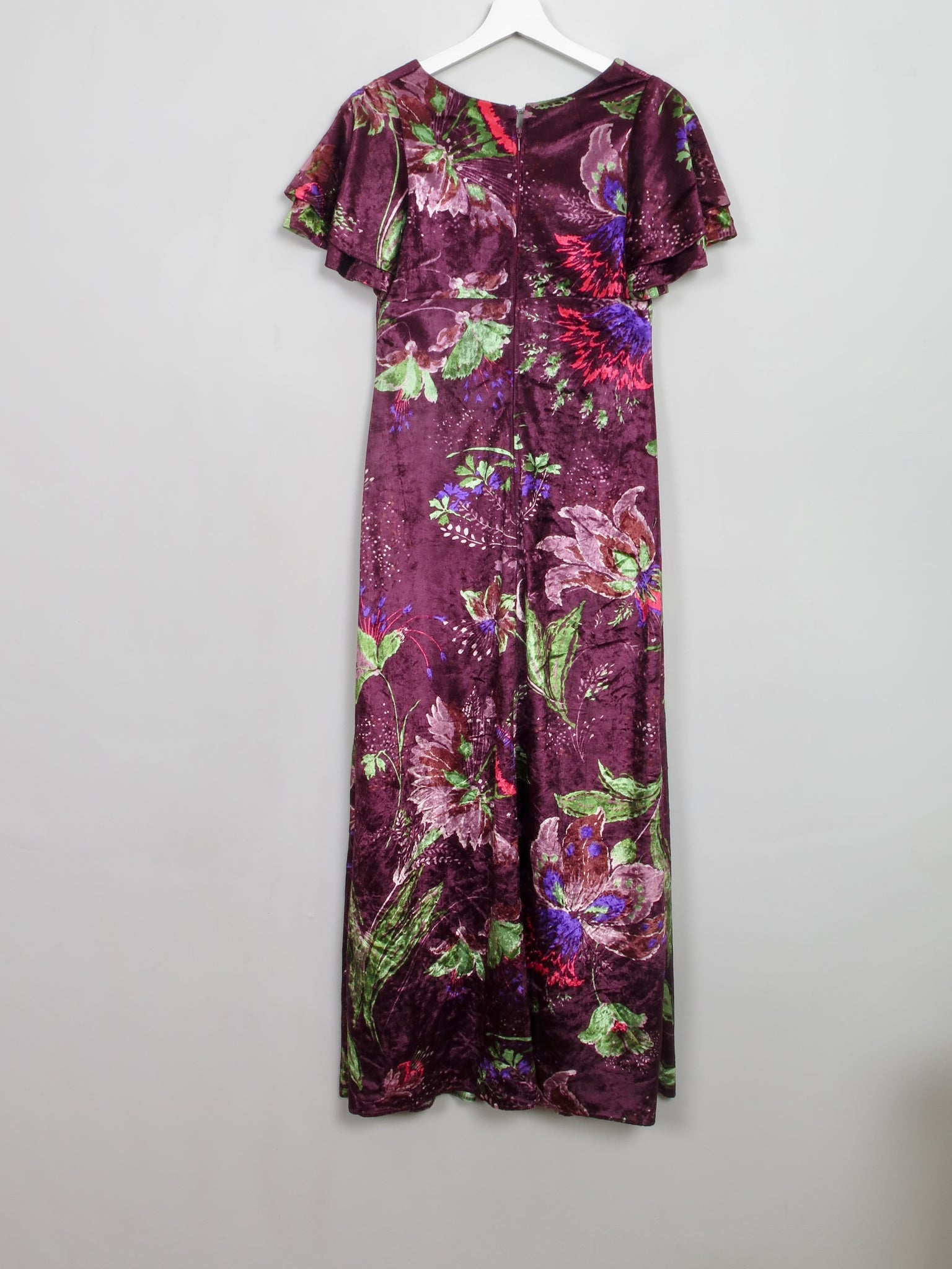 Vintage 1970s Colourful Velvet Dress XS