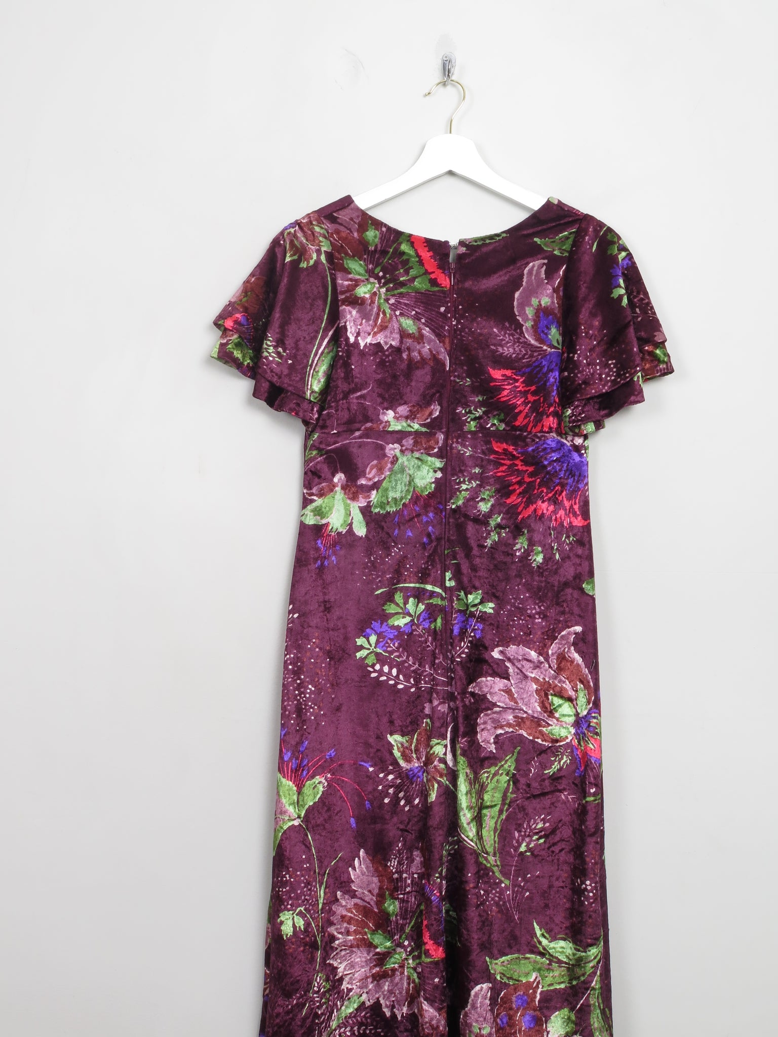 Vintage 1970s Colourful Velvet Dress XS