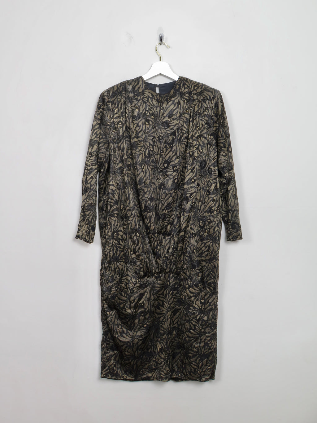 Vintage 1980s Drop Waist Copper & Black Dress S/M
