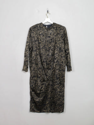 Vintage 1980s Drop Waist Copper & Black Dress S/M