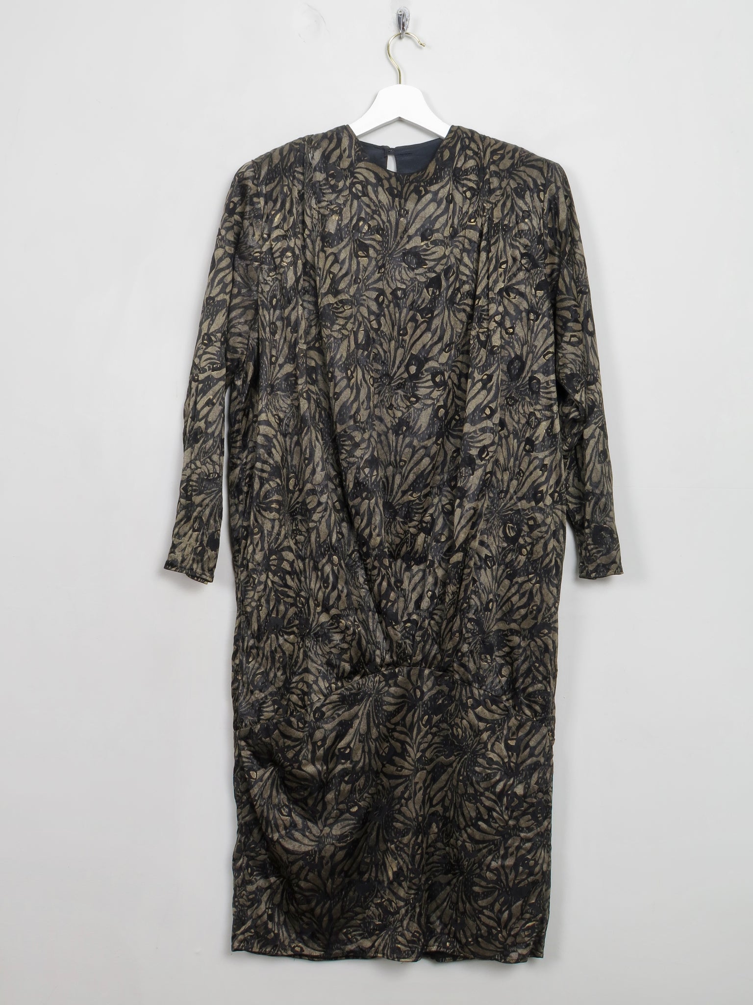 Vintage 1980s Drop Waist Copper & Black Dress S/M